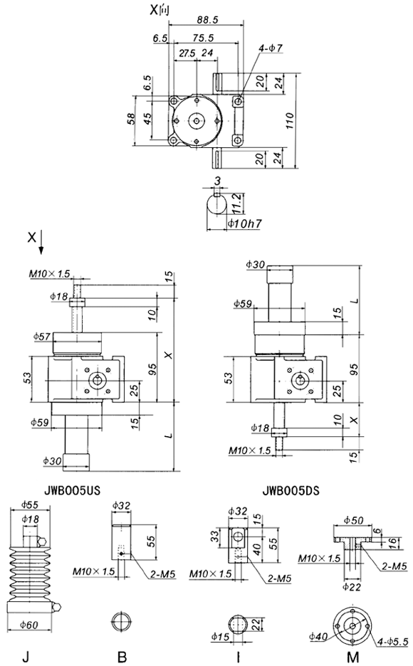 JWB005˿γߴ